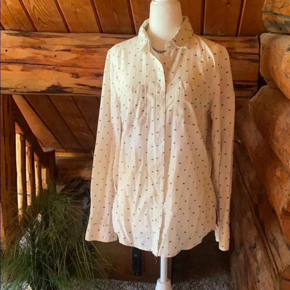 Cream with black accent button down size medium